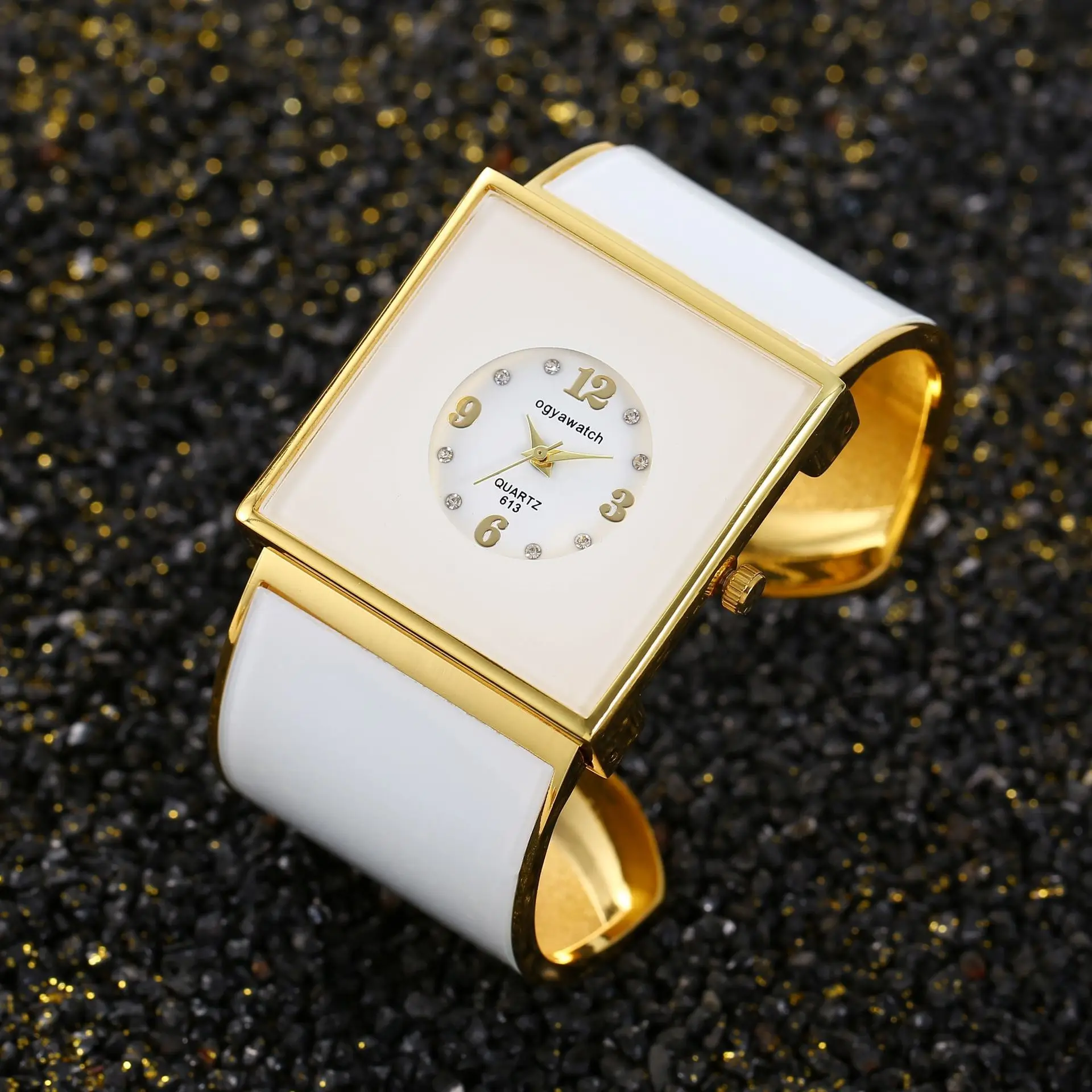 Fashion Square Dial Women Watch, Casual Steel Ladies Quartz Bracelet Watch, Big Dial Wristwatch