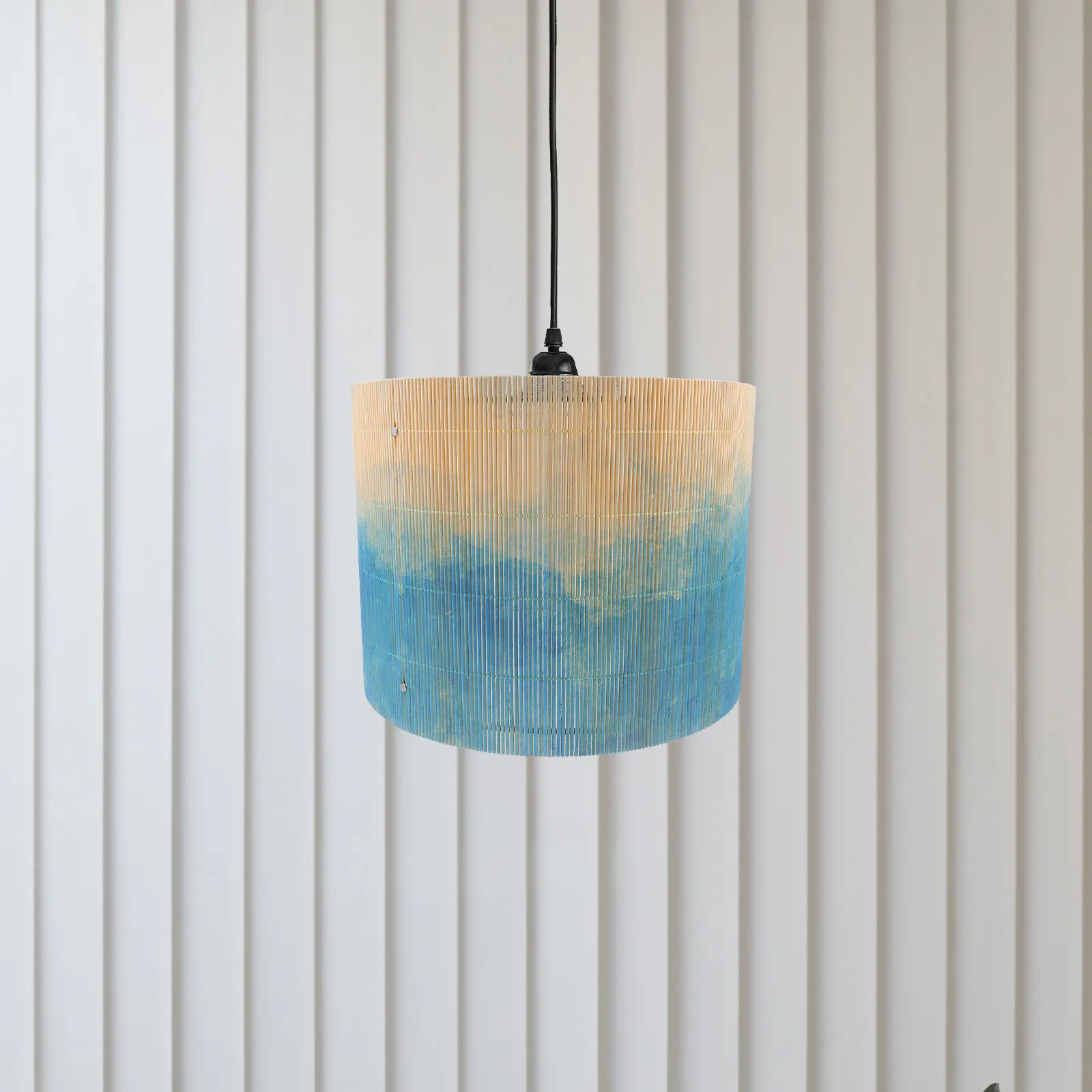 

Bamboo Pendant Lampshade Watercolor Printed Decorative Light Shade Hanging Lamp Cover for Home Floor Table Lamp Warm Atmosphere