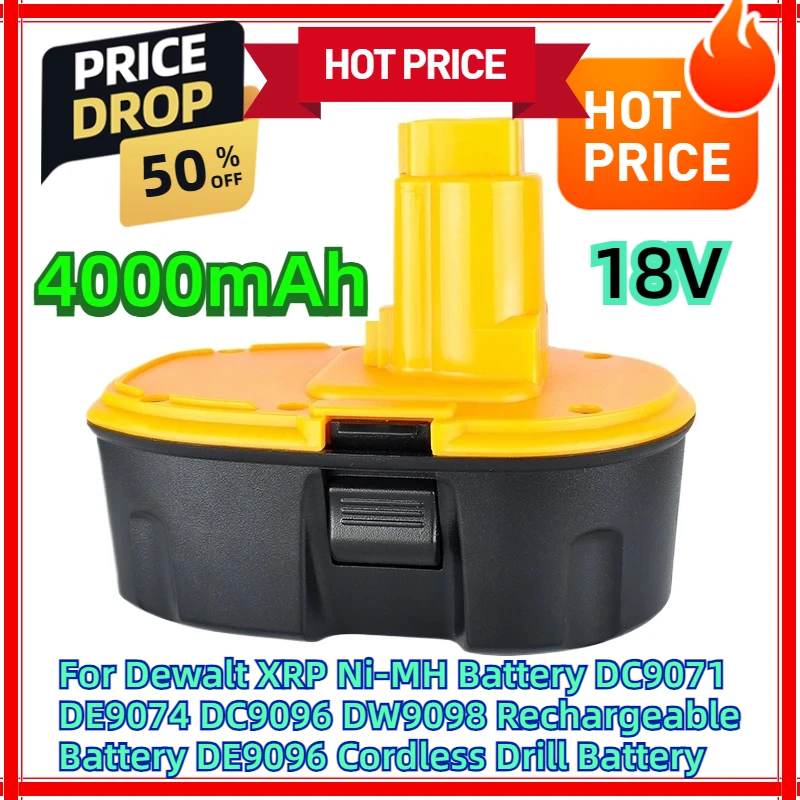 

For Dewalt 18V XRP Ni-MH Battery DC9071 DE9074 DC9096 DW9098 Rechargeable Battery DE9096 Cordless Drill Battery