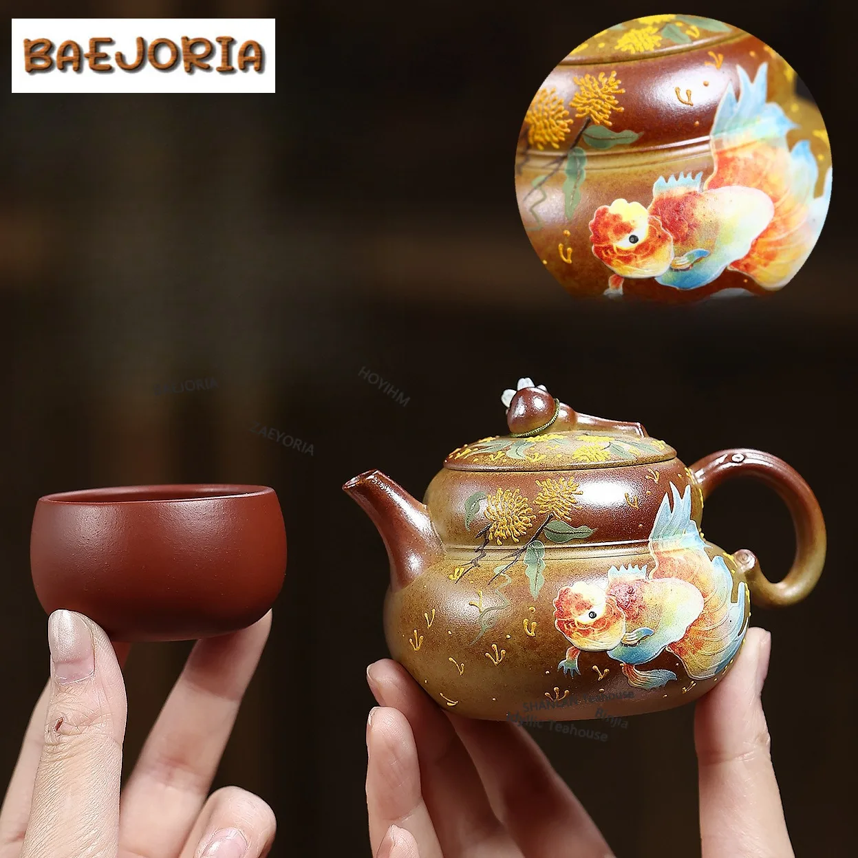 180ml Elegant Yixing Purple Clay Teapots Handmade Goldfish Pot Raw Ore The Keel Gold Sand Mud Kettle Zisha Tea Set Accessories