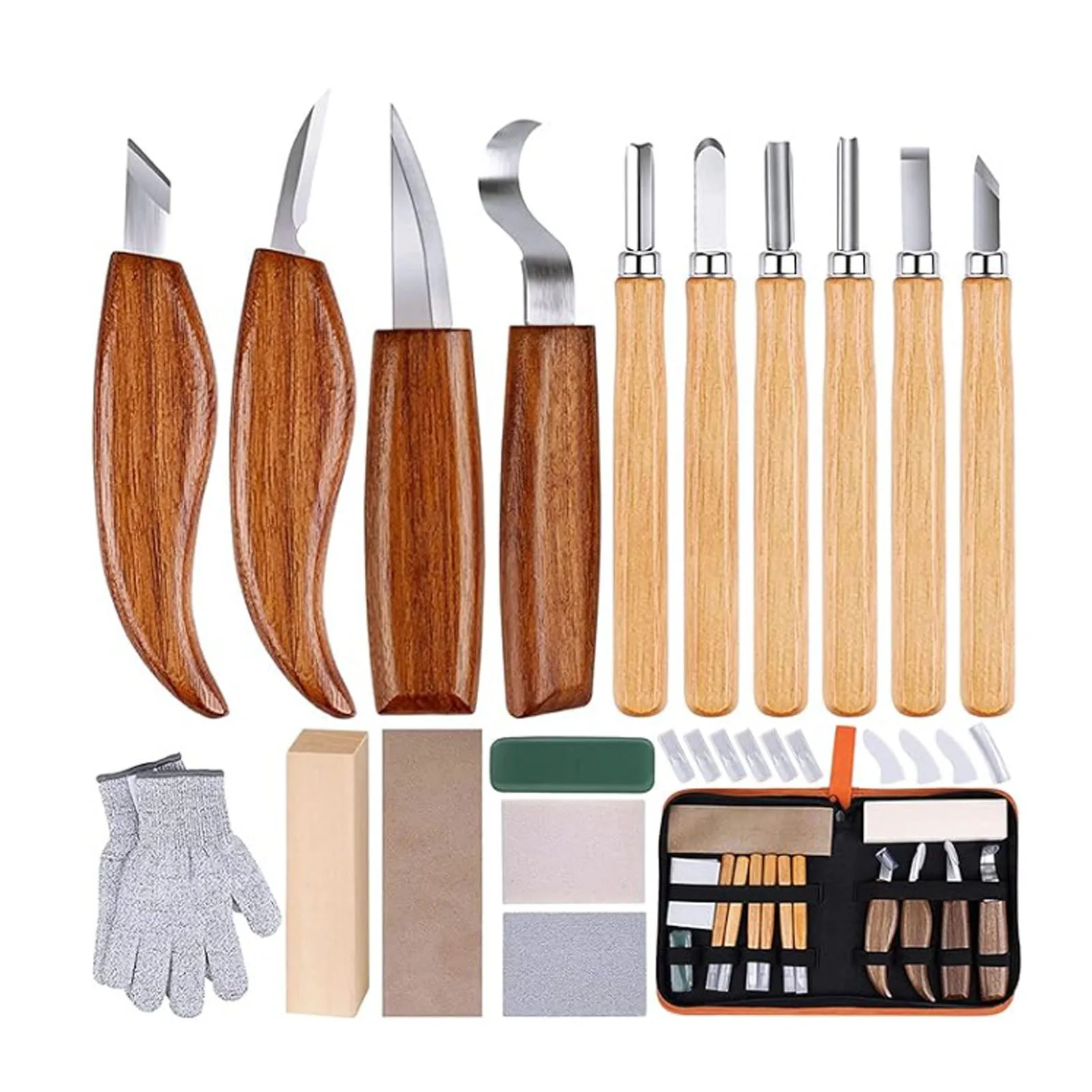 New 6/8/17PCS Wood Carving Kit Wood Tools Hand Carving Knife Set with Needle File Wood Spoon Carving Kit for Beginners