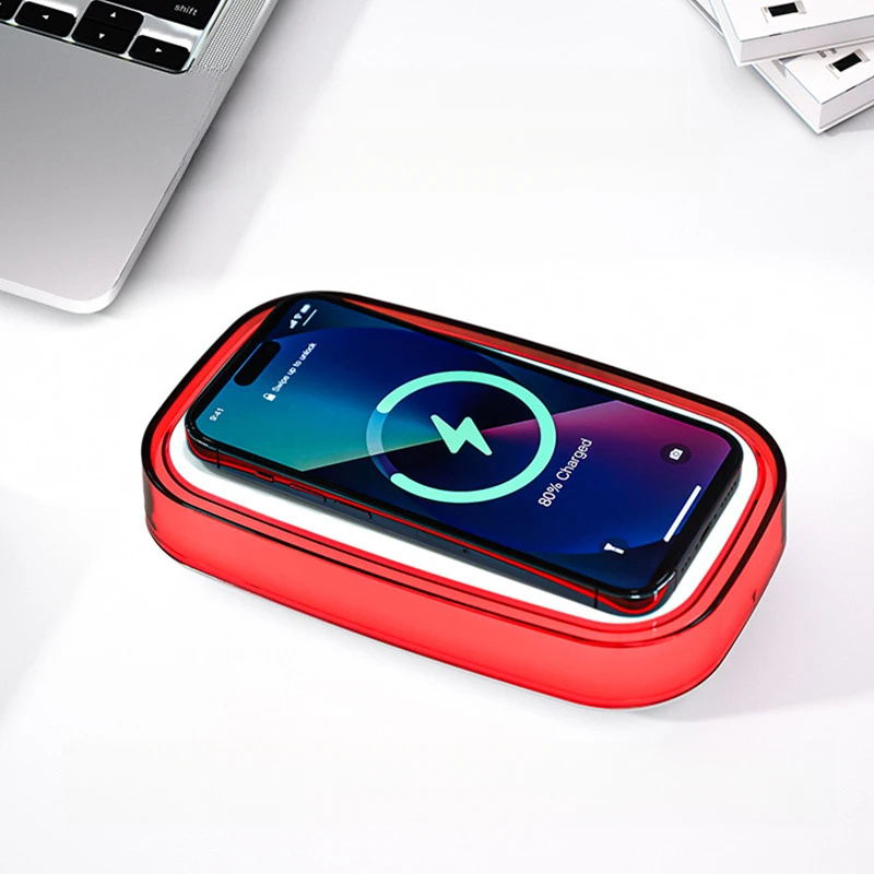 18W Fast Wireless Charger, Desktop Charging Pad with Colorful LED Light, Compatible Charging Stand for iPhone Samsung