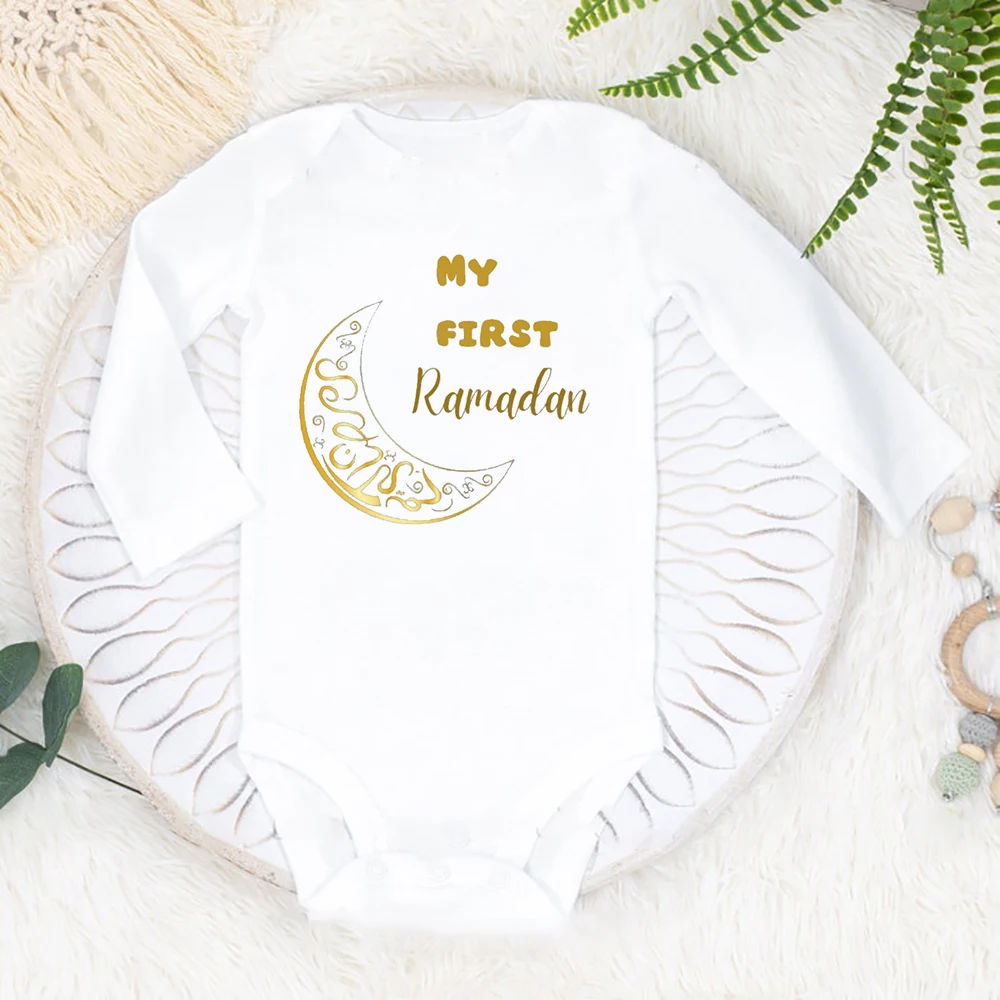 My First Ramadan Toddler Bodysuit My First Eid Outfit Baby Eid Gift Infant Ramadan Clothes Newborn Long Sleeve Rompers