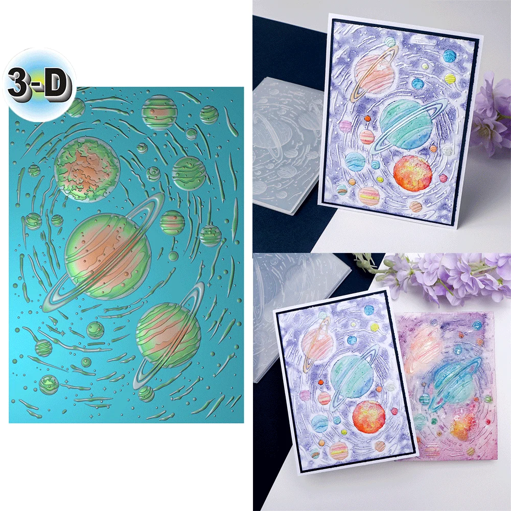 Cosmic stars and asteroids 3D Embossing Folder for Card Making & Scrapbooking - Durable Plastic, Easy Embossing - Perfect