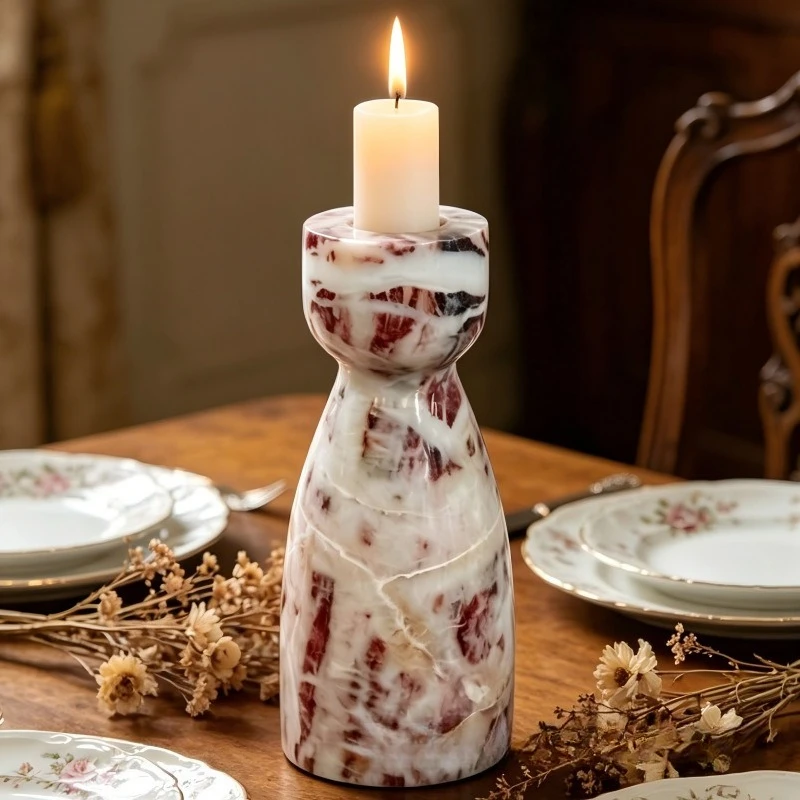 Natural marble vase-shaped candle holder creative vase shape dining table scented candle holder model room soft decoration