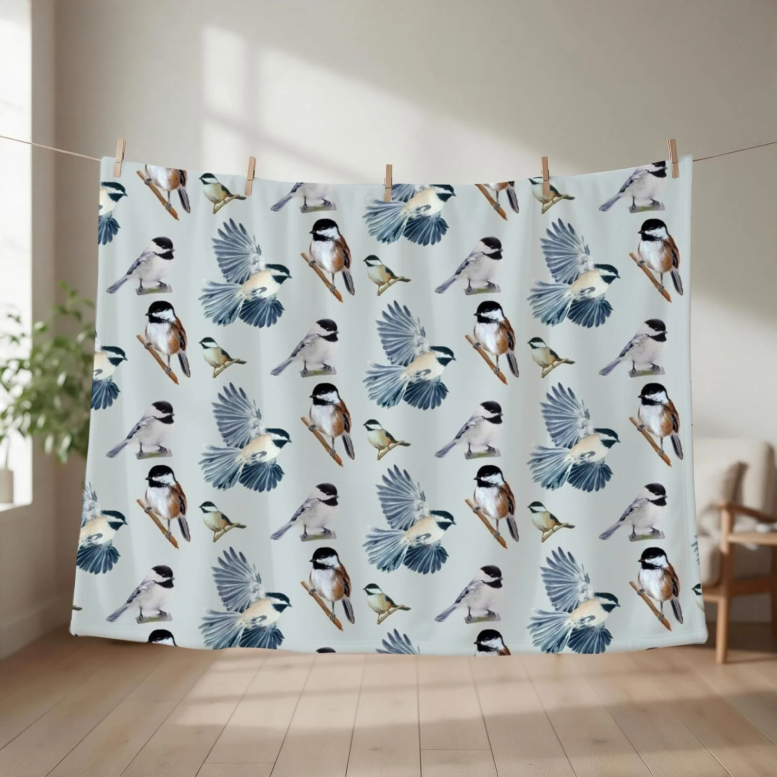 Chickadee Sticker set & pattern (mirrored) Throw Blanket Sofa for sofa Decorative Sofas Luxury Throw Blankets