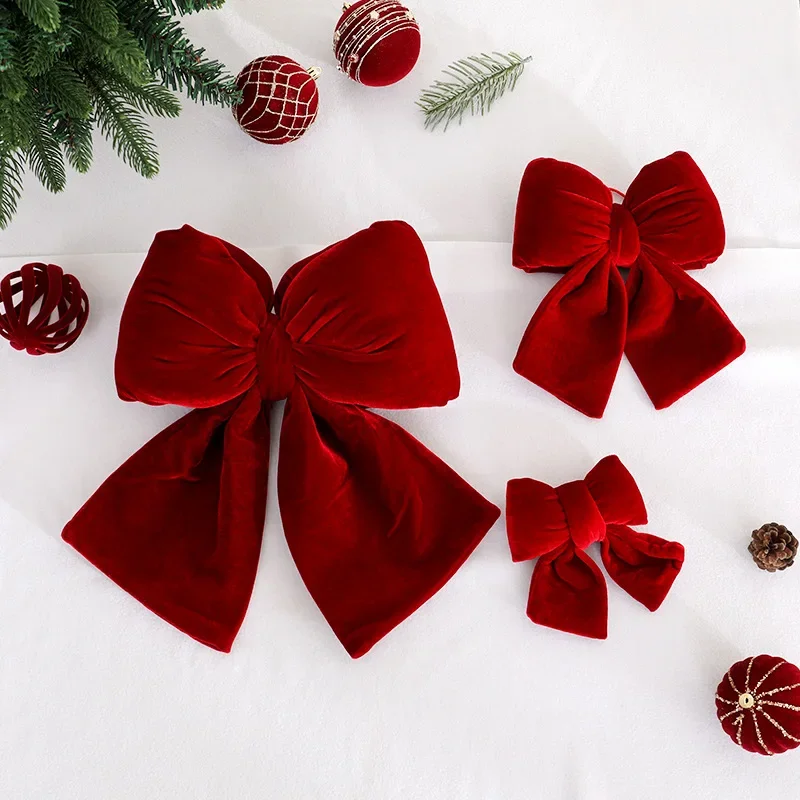 

Christmas Bow Red Christmas Pendant Velvet Home Decoration Christmas Tree Ornament Home Decor m