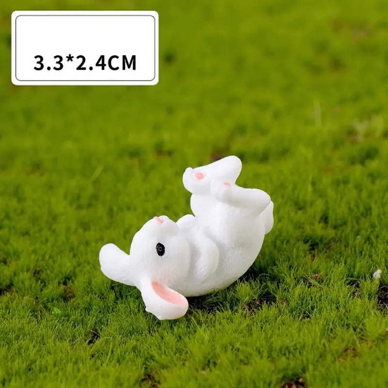 흰 토끼 인형 4 개의 미니 분재 화분 세트 실내 실외 잔디 장식 액세서리 45BE 용 액세서리 장식