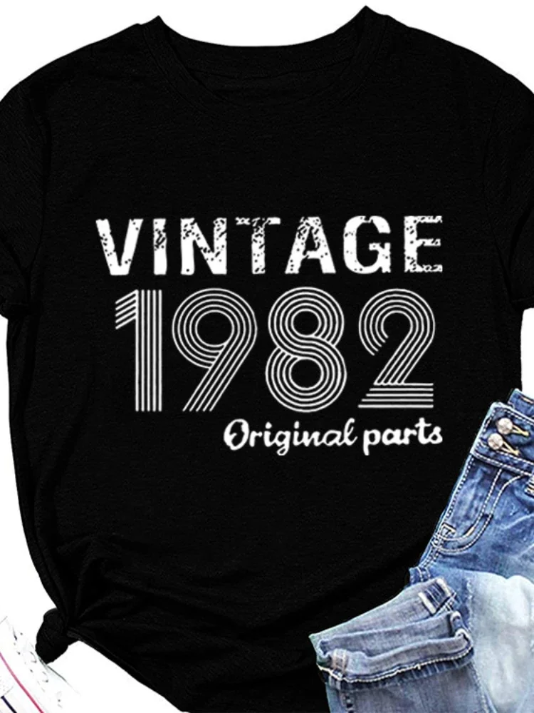 Vintage 1982 Original Print Women T Shirt Short Sleeve O Neck Loose Women Tshirt Ladies Tee Shirt Tops Camisetas Mujer