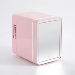 미니 자동차 화장품 스킨 케어 LED 미러 가정용 냉장고, 소형 냉동고, 냉동 소음 감소 포털, 4L