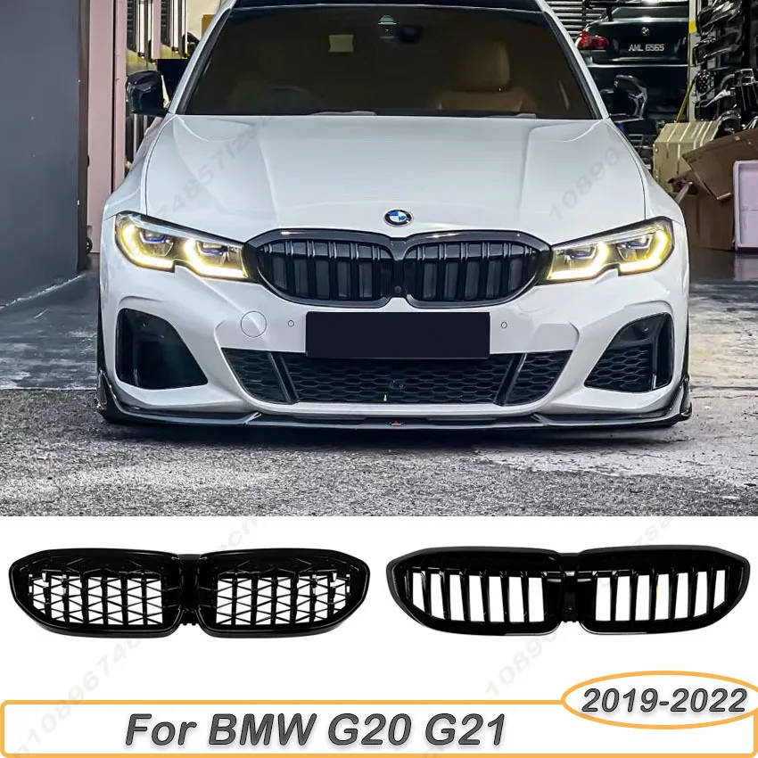 

Для BMW 3 серии G20 G21 318i 320i 320d 330i 340i 20219-2022 Решетка переднего бампера Двойная линия Однолинейные Meteor Racing Grills