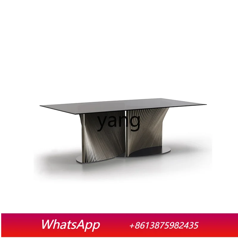 

LMM Italian light luxury marble rectangular hotel dining table and chair combination modern rock slab dining table
