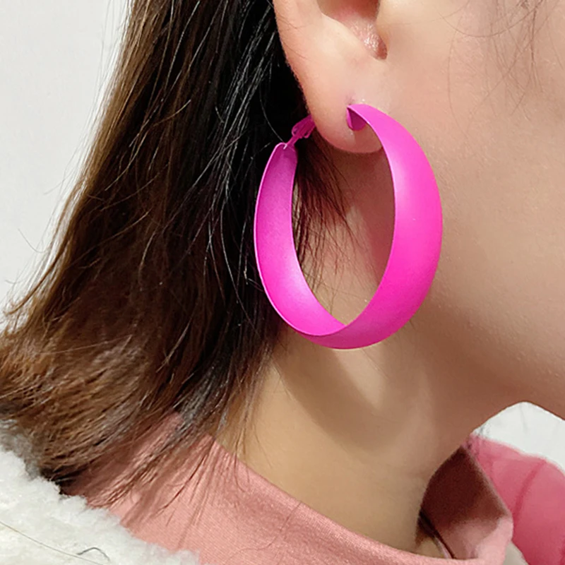 Big Hoop Earrings For Women Punk Exaggerated Fluorescent Color Earings Fashion Jewelry Statement Trendy Ring Earrings Jewelry