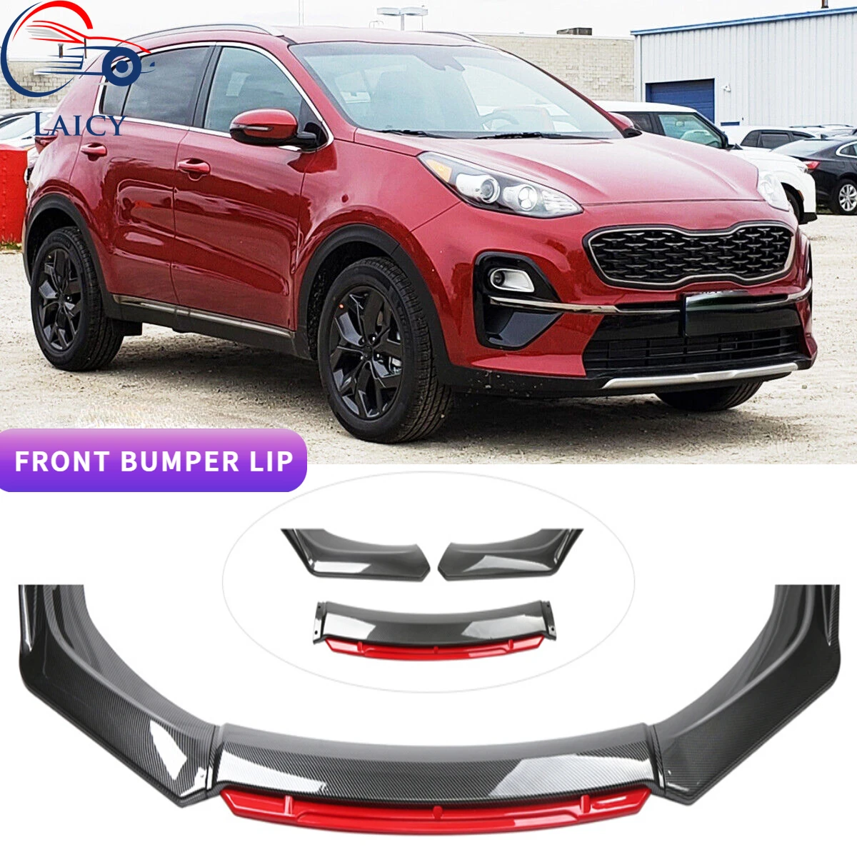 LAICY For KIA Sportage 2000-2022 Front Bumper Lip Chin Spoiler Splitter Diffuser Body Kit Trim Air Dam Canard Splitter