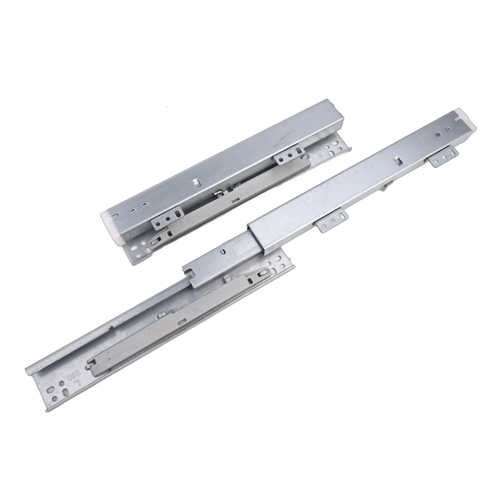 Floor Mounted Soft Close Drawer Slides Constructed from Galvanized Steel for Durability in Residential Applications