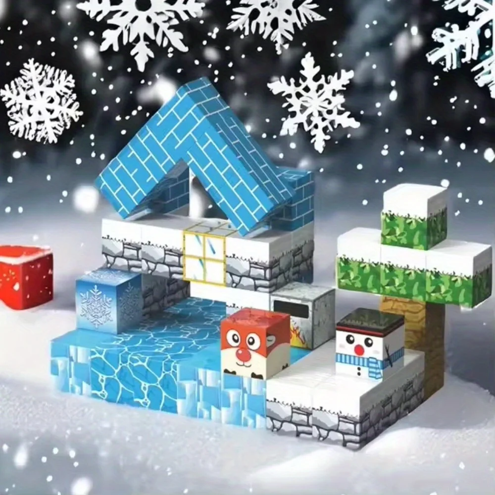 DIY Magnetic Magic Cube Ice and Snow World Dungeon Adventure Jungle Adventure Magnetic Building Blocks Children's Puzzle Toy
