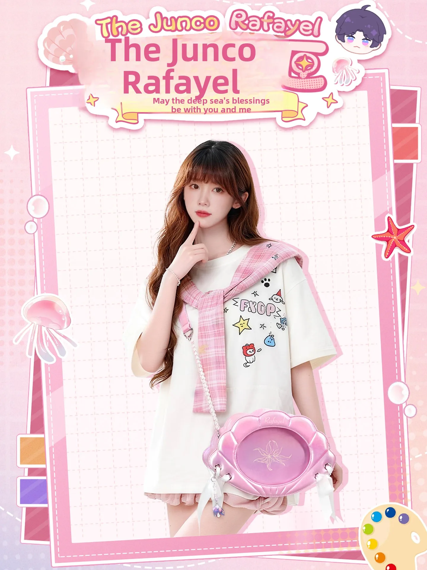 

Junco Sweet Lady Sle oulder Bag Large Capaci Slant Cross Small Sna Bag Deep Space Qi Yu Board Bag for Teenagers