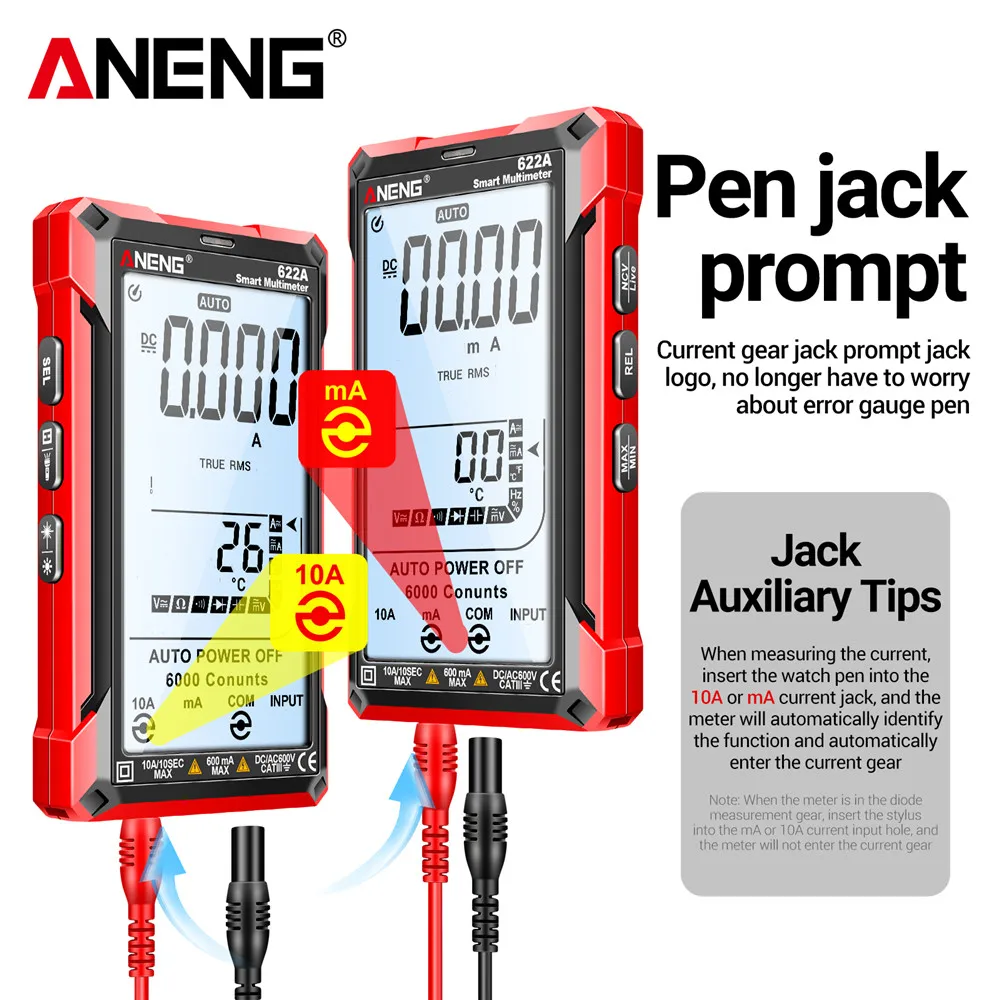 ANENG 622A 6000 Counts Infrared Laser Smart Multimeter AC/DC Voltage Meter Current Meter NCV Detector Diode Hz Temp Capacitor