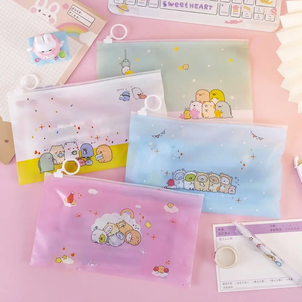 Large Capacity Pvc Zipper Pouch Waterproof Zipper Type File Bag Portable Transparent Zip File Folders Student