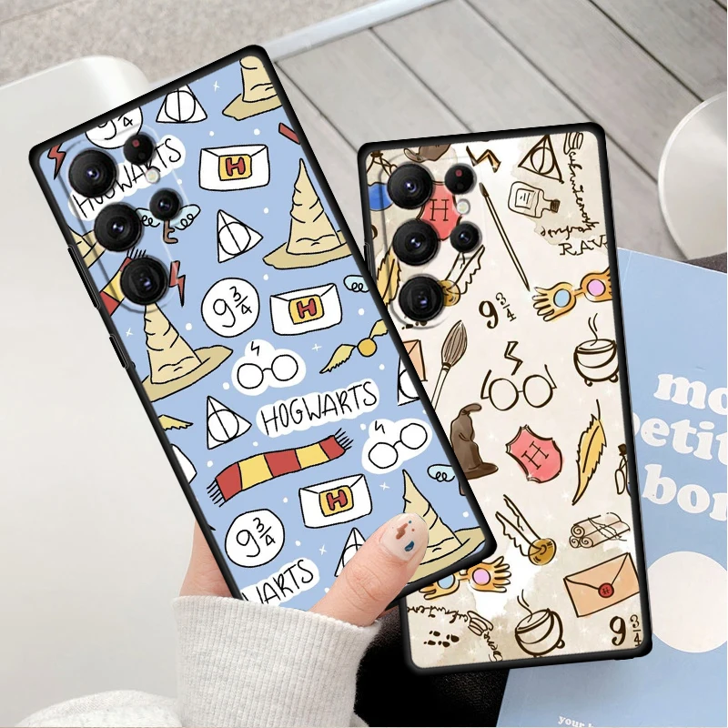 Cartoon H-Harry Potters For Samsung Galaxy S24 S23 S22 S21 S20 FE S10 S9 S10E S8 Plus Ultra Lite 5G Black Phone Case