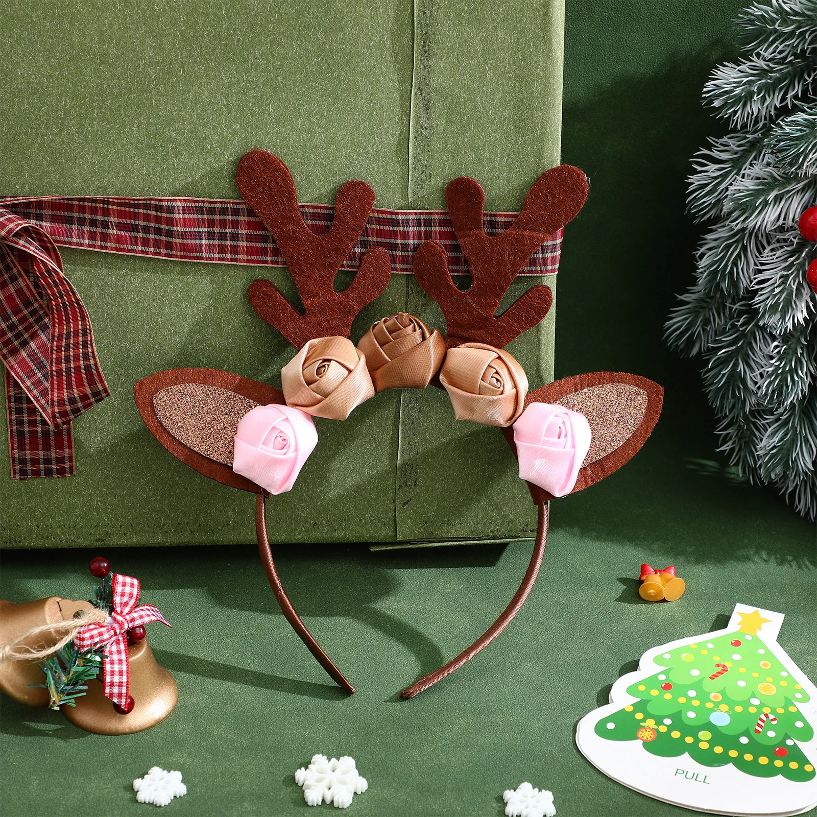 

1Set Deer Tutu Costume for Girls Soft Breathable Polyester Elk Skirt Outfit with Matching Antler Headband Holiday Cosplay Fun