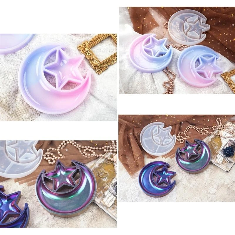 91AC MOON MOON STARE شكل صينية العفن مربع تخزين سيليكون صب قالب ل DIY CRAFT