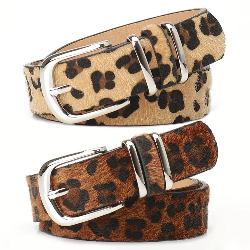 

2025 Burst New Models Belt Leopard Double Ring in Europe and The United States Women's Fashion Versatile Coat Pants Belt Female