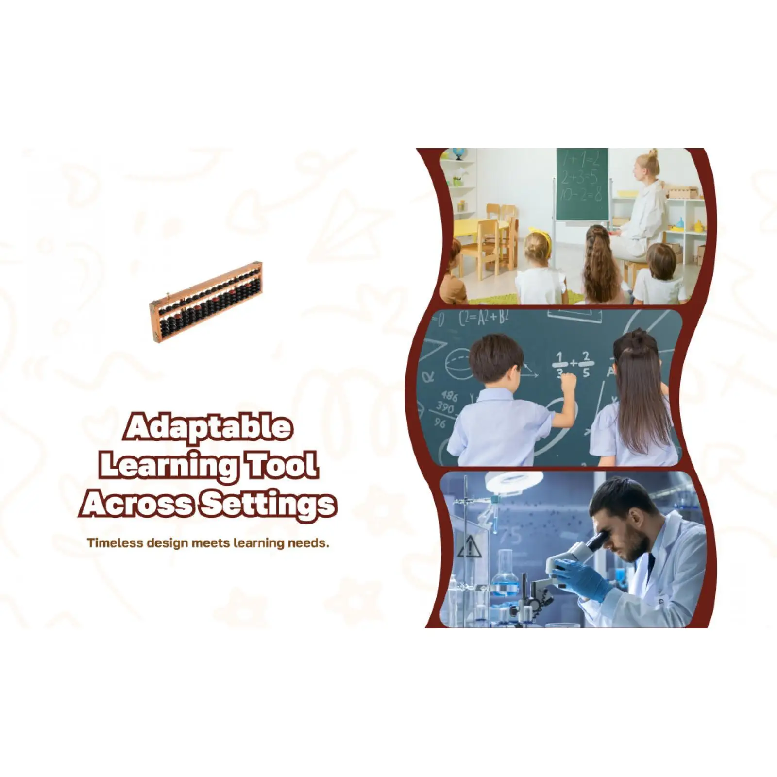 17 colonne Abaco matematico Perline di conteggio in legno Aiuto per l'apprendimento Giocattoli educativi per bambini Numeri di educazione matematica per bambini