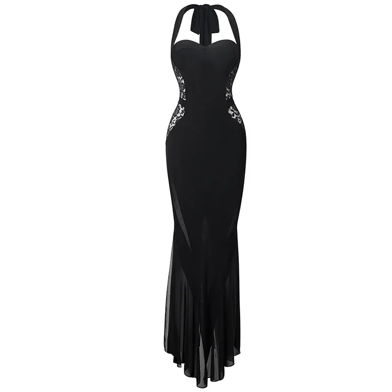 Robe de brevLatine en Dentelle Noire pour Femme, Costume de Spectacle, Régions ba, Tango, Concours de Salle de Bal, Tenue de Club et de ix, Nouvelle Collection, ChrV18531