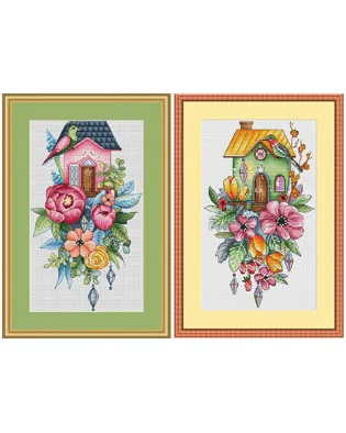 

Качественные красивые наборы для вышивки счетным крестом, вышитые украшения для дома, пион, тюльпан, цветок и птичий домик