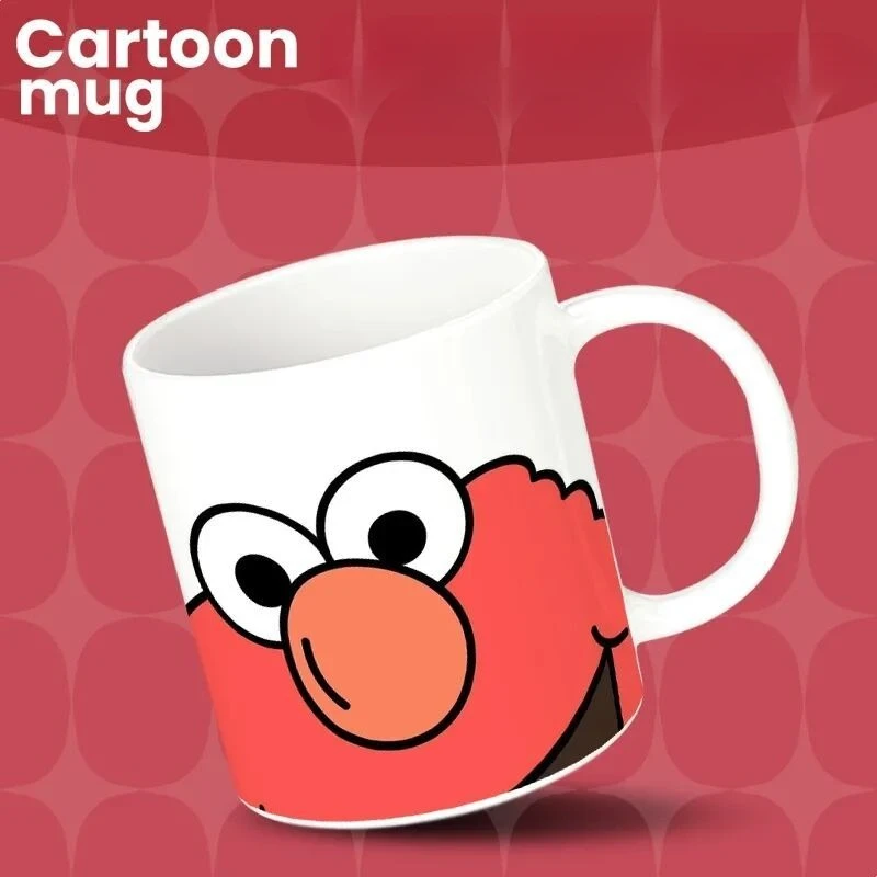 Tasse à café en céramique Sesame Street, COOKIE MONSTER ELMO, tasse de bureau imprimée de dessin animé mignon, grande capacité, cadeau créatif de grande valeur