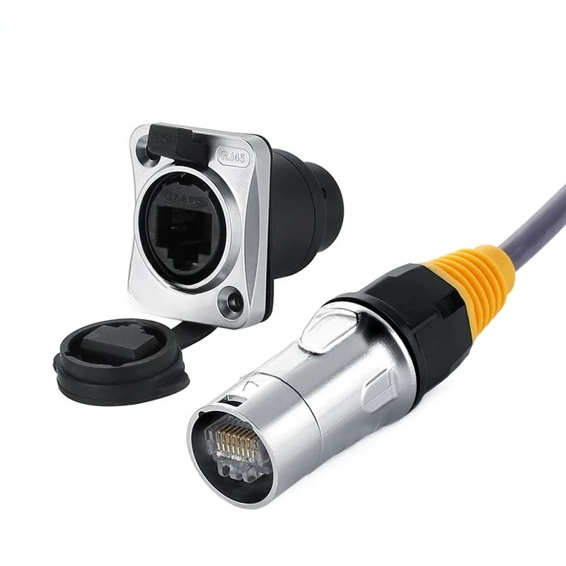 RJ45 aviation plug network cable through dual network port interface socket waterproof connector rj45 port air plug