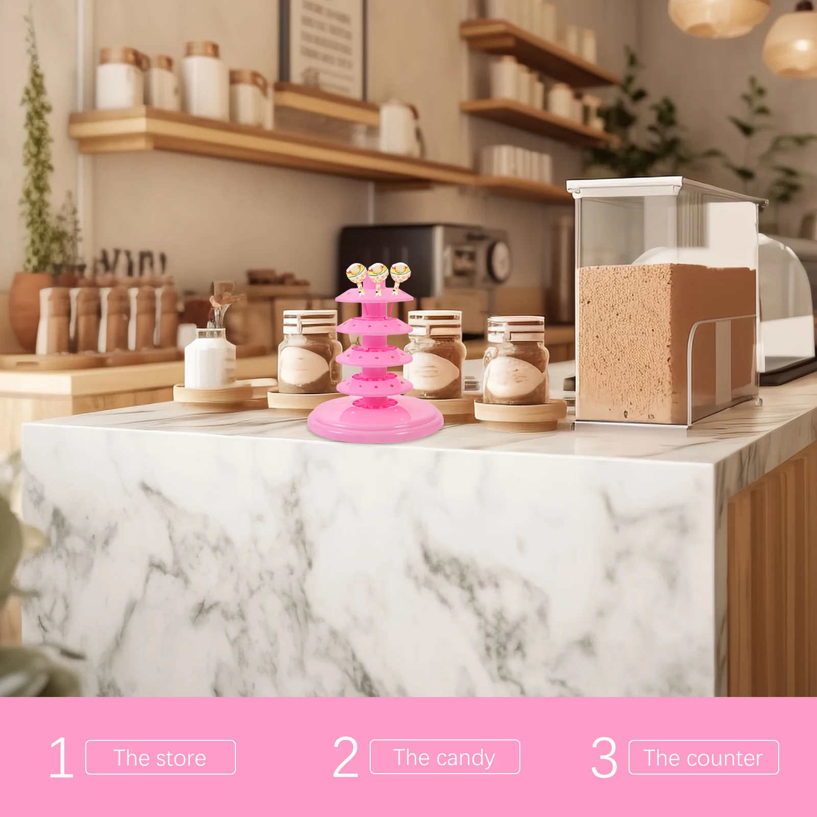 

Lollipop Stand Candy Marshmallow Display Layered Tray Cake Bar Pink Pp Lollipops