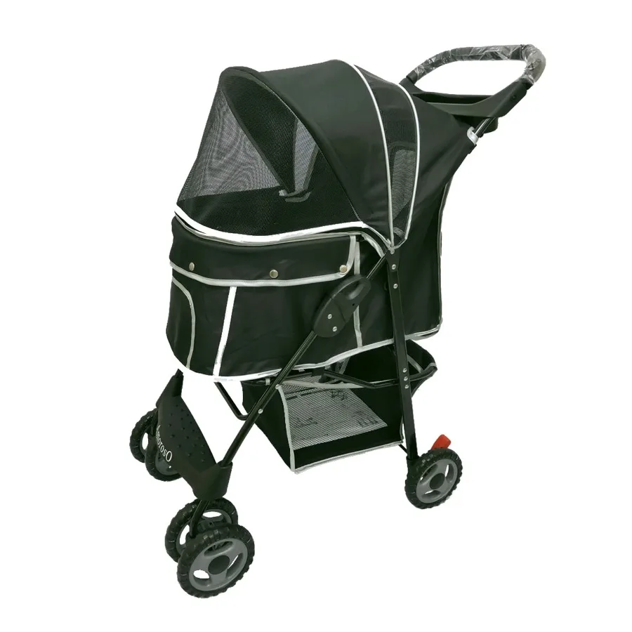 4 Wheels Pet Stroller for Small Medium Dogs Cats Portable Folding Jogger Carrier with Waterproof Material and Storage Basket Bl