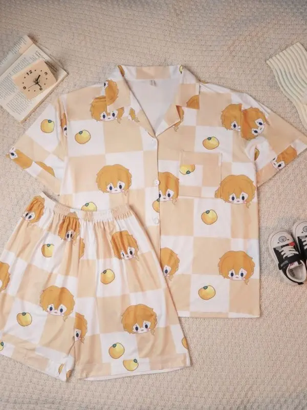 

Bungo Stray Dogs Nakahara Chuuya Anime Cosplay Household Clothes Two-piece Set Short-sleeved Pajama Suit Pajamas Gift