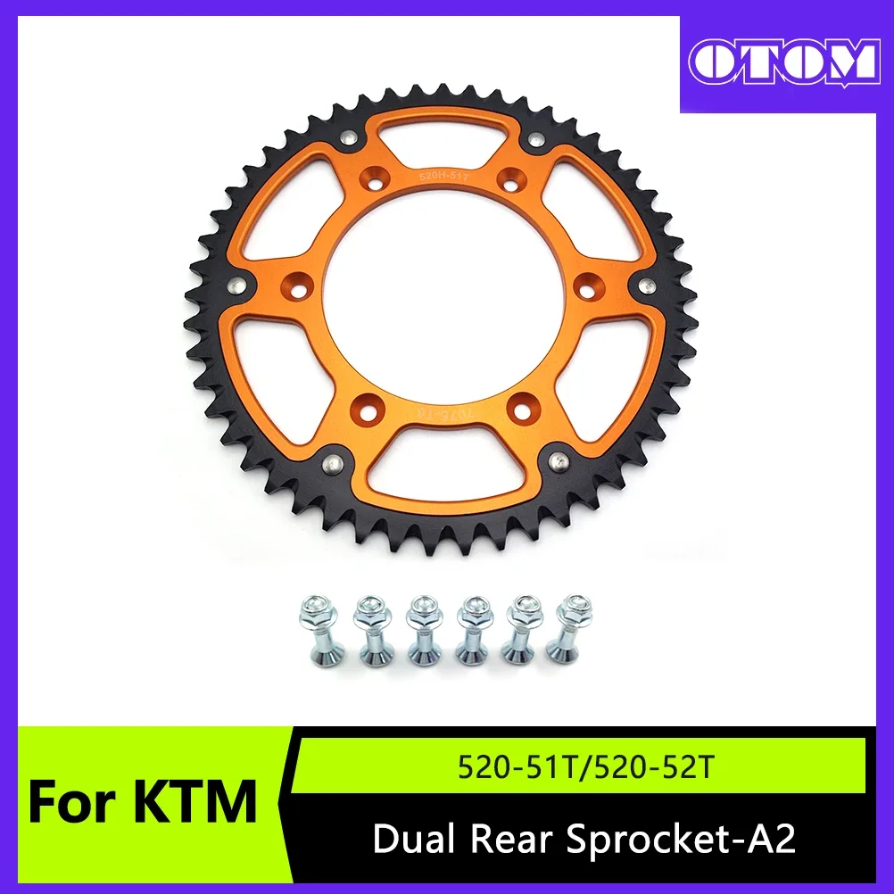 

Motorcycle Rear Dual Sprocket 520-51T/52T Chain Driving Wheel Gear For KTM HUSQVARNA GASGAS SX SMR TC FX MCF EXF 125 250 450 525