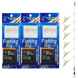3Pcs Fishing Rigs Fishing Lures Bait Rigs Luminous Fishing Rigs Freshwater Saltwater Real Fish Skin Rigs with Hooks Swivels
