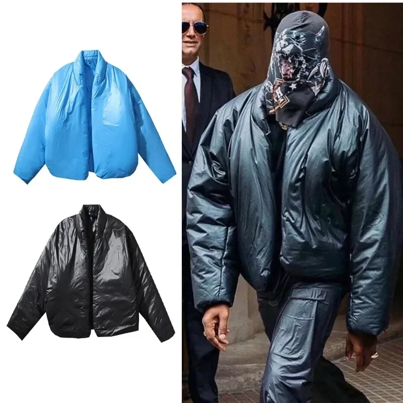 Blue Black Ye Kanye West Fashion Jacket Men Women 1:1 Best Quality Down Bomber Women Coats Patch Zip PUFFER Clothing