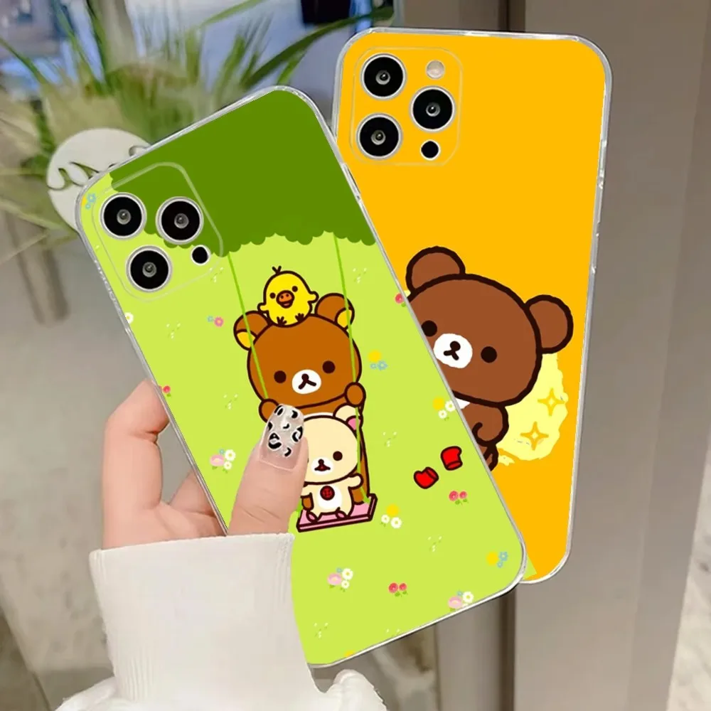 Cute R-Rilakkumas Bear Phone Case For iPhone Apple 15,14,13,12,Mini,11,Pro,Max,Plus,X,XR,XS,8,SE,2020,Plus Transparent Cover