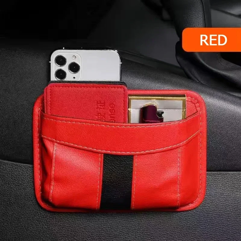 Car Stowing Tidying Leather Storage Bag Small Debris Organizer Hanging Cell Phone Mobile Bag for Charging Universal Accessories