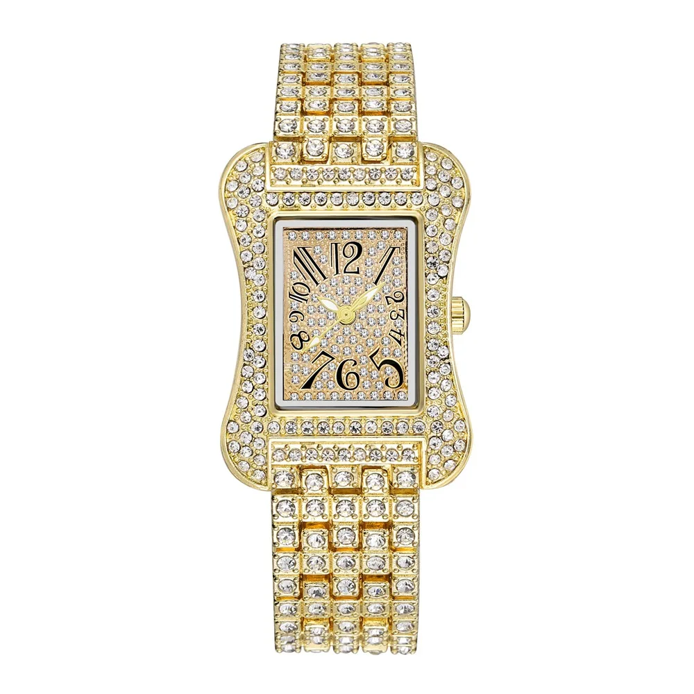 

Квадратные роскошные женские модные часы с бриллиантами, женские часы-браслет из сплава