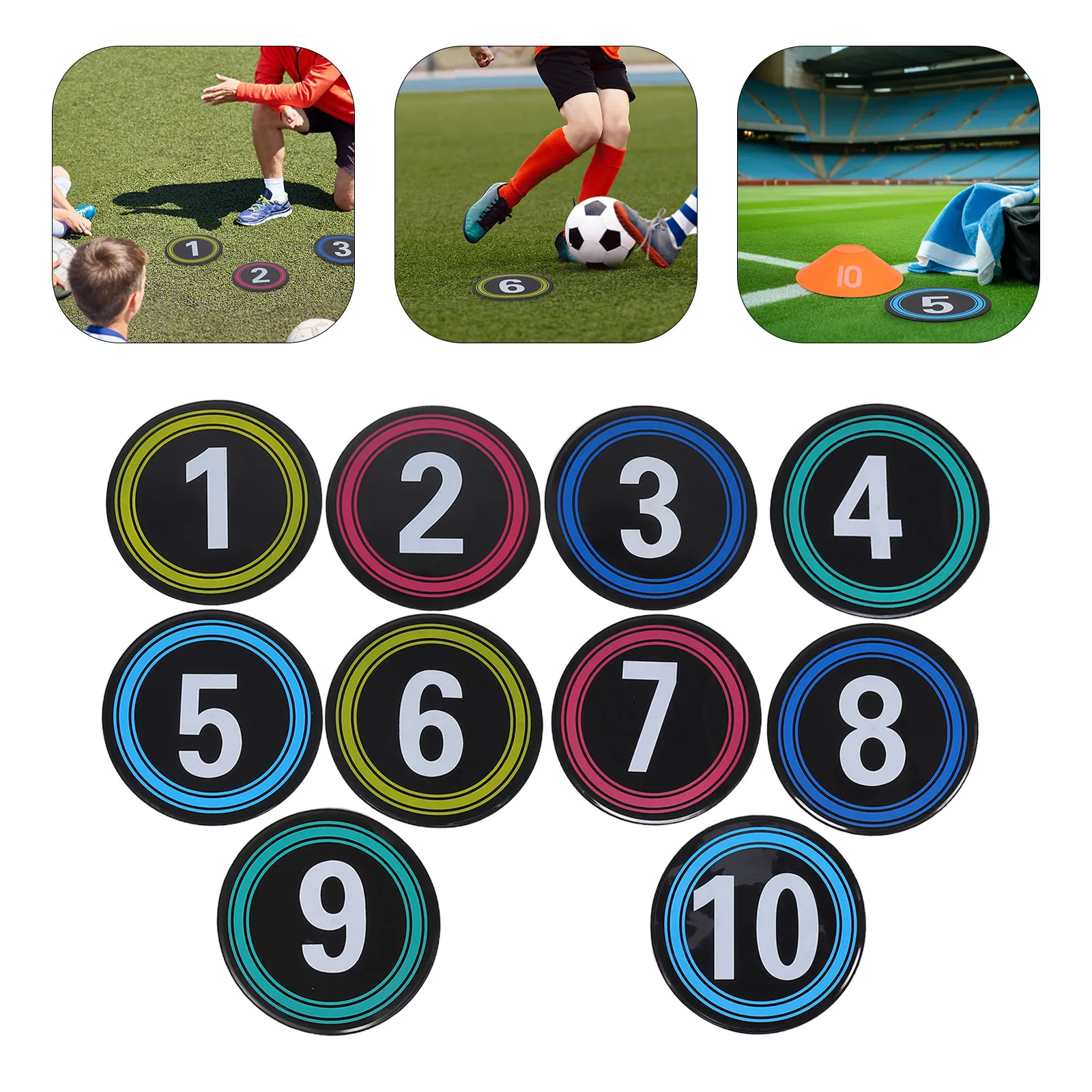 Court Marker Cone - 10 Pcs Foot Training Mat Numbered