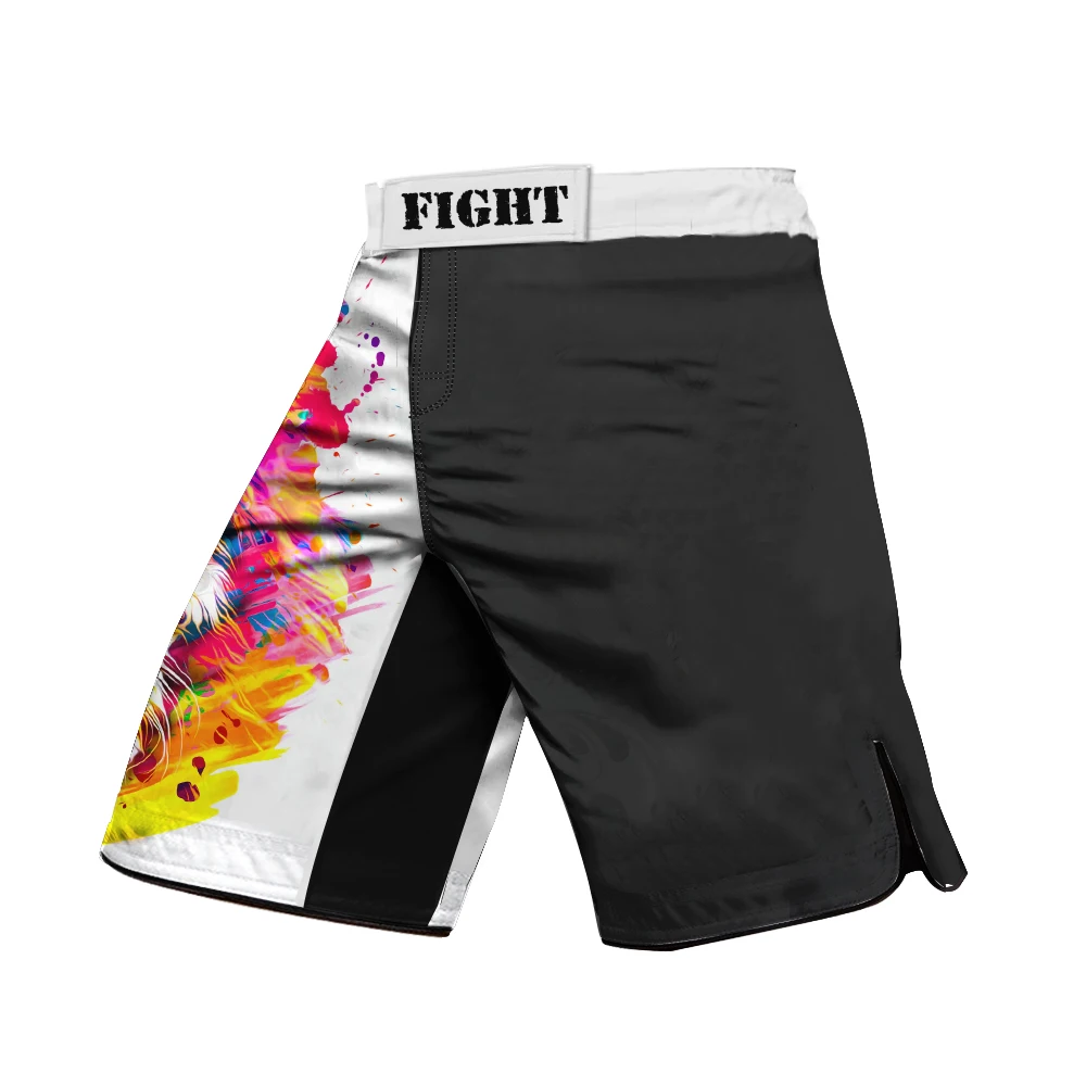 Men's MMA shorts, lion patterned sports breathable boxing training pants, BJJ taekwondo shorts, children's wrestling combat pant