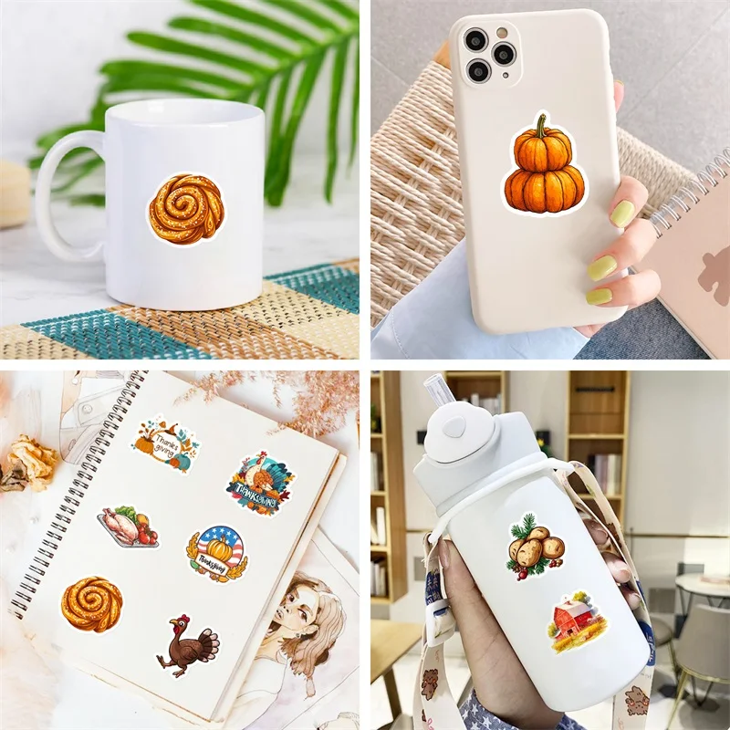 50PCS Autumn Harvest PVC Sticker Aesthetic DIY Children\'s Decoration Scrapbooking Stationery Hand Accounting Supplies for Kids