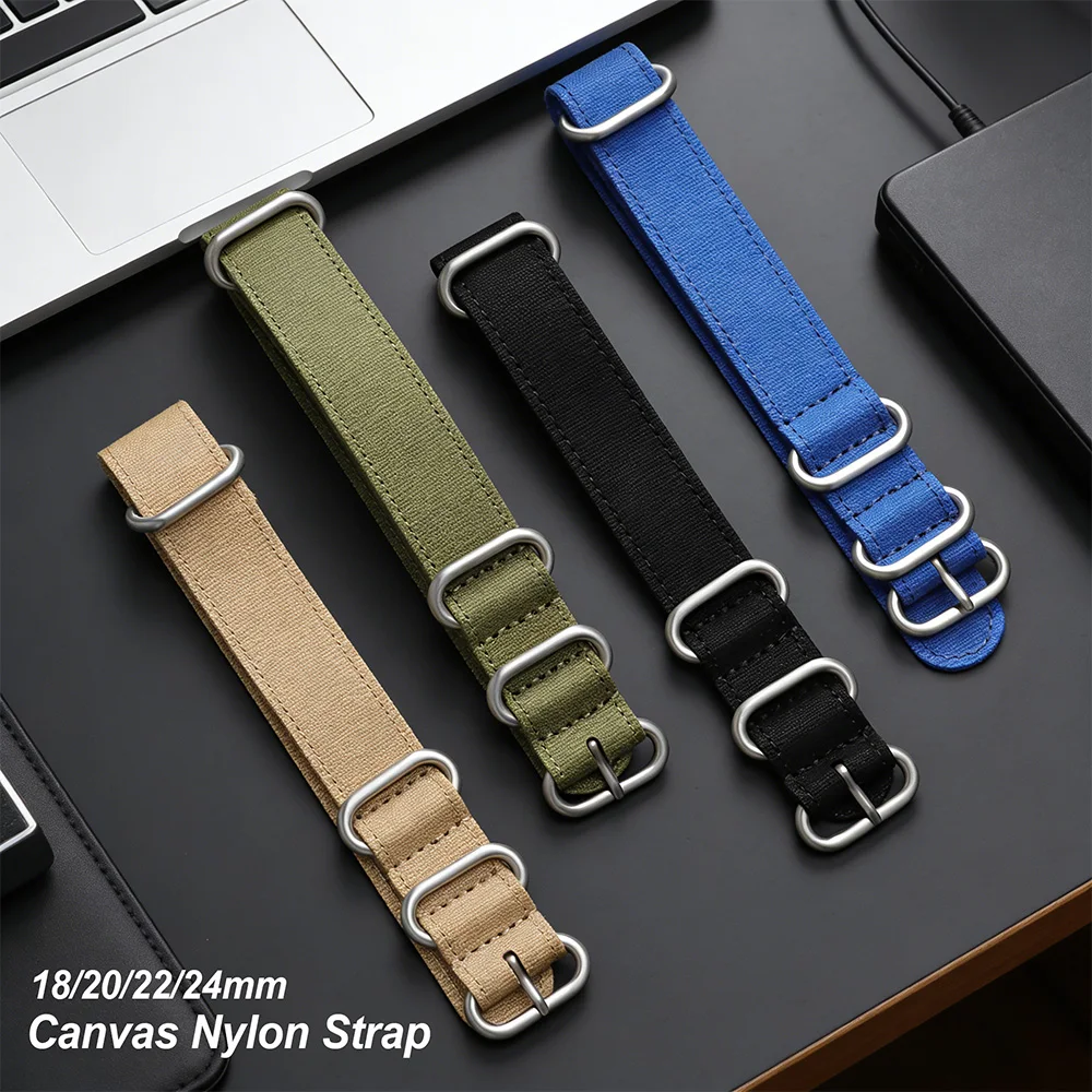 

Military Nylon Watch Band 18mm 20mm 22mm 24mm Premium Canvas Nylon Watch Strap Fabric Bracelet for Men Women Watch Replacement