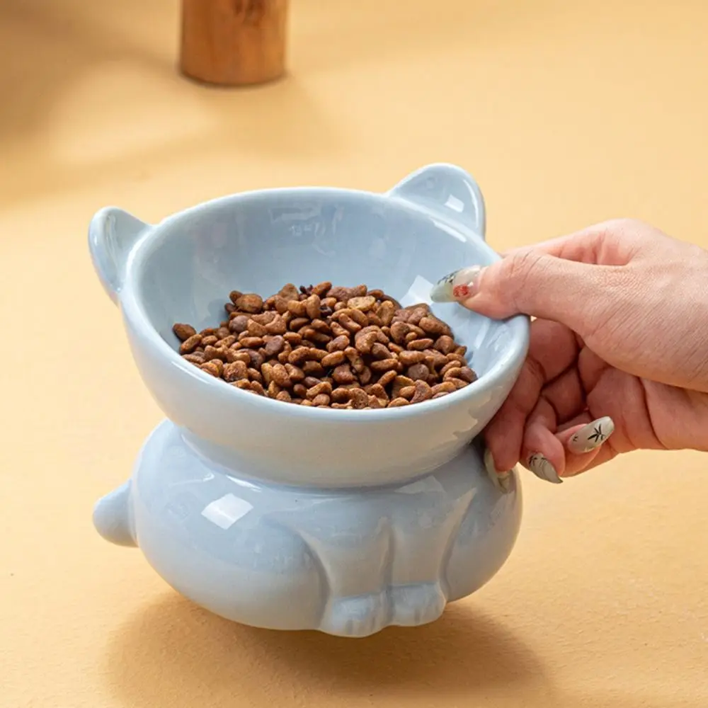 

Food Dispenser Ceramic Cat Bowl Creative Cute Dog Food Feeding Basin Large Capacity Non-slip Pet High Foot Bowl Neck Protection