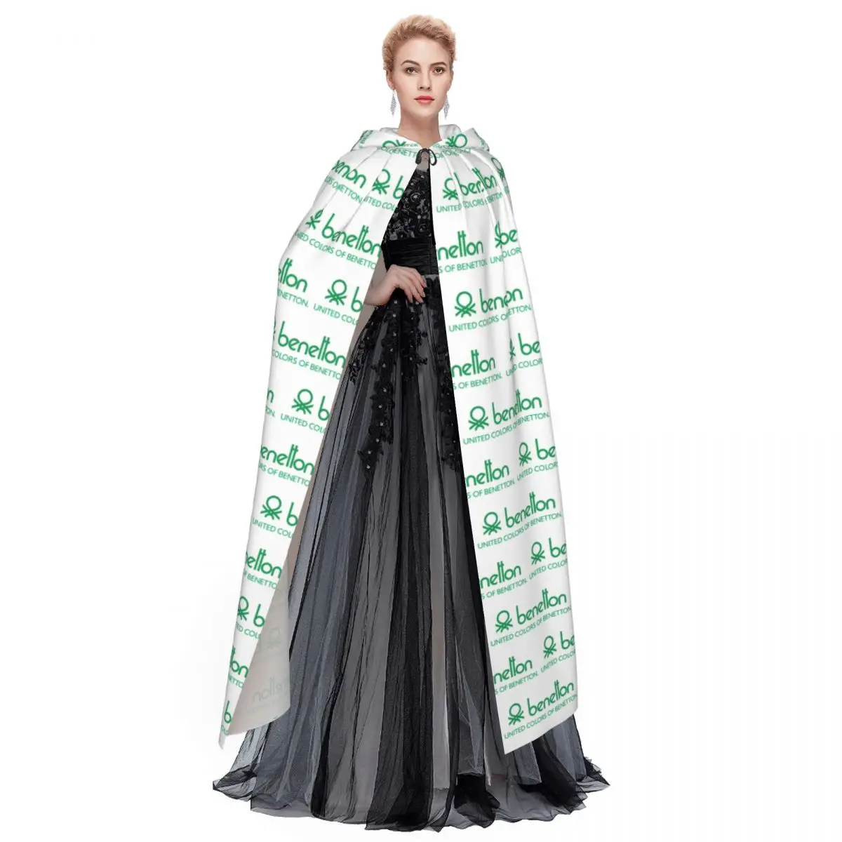 유나이티드 컬러스 오브 베네통 긴 후드 망토 마녀 중세 의상 코스프레 케이프 할로윈 파티 성인 유니섹스