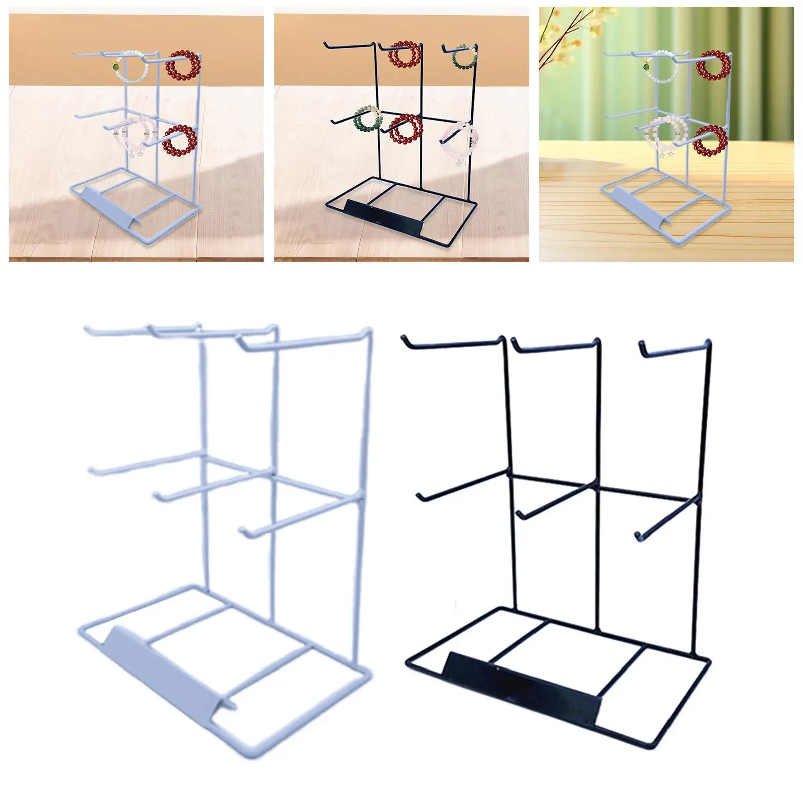 

Jewelry Show Stand 2 Tier Decorative Multifunctional Earring Hanging Organizer for Keychains Pendant Bracelet Hairbands Shows