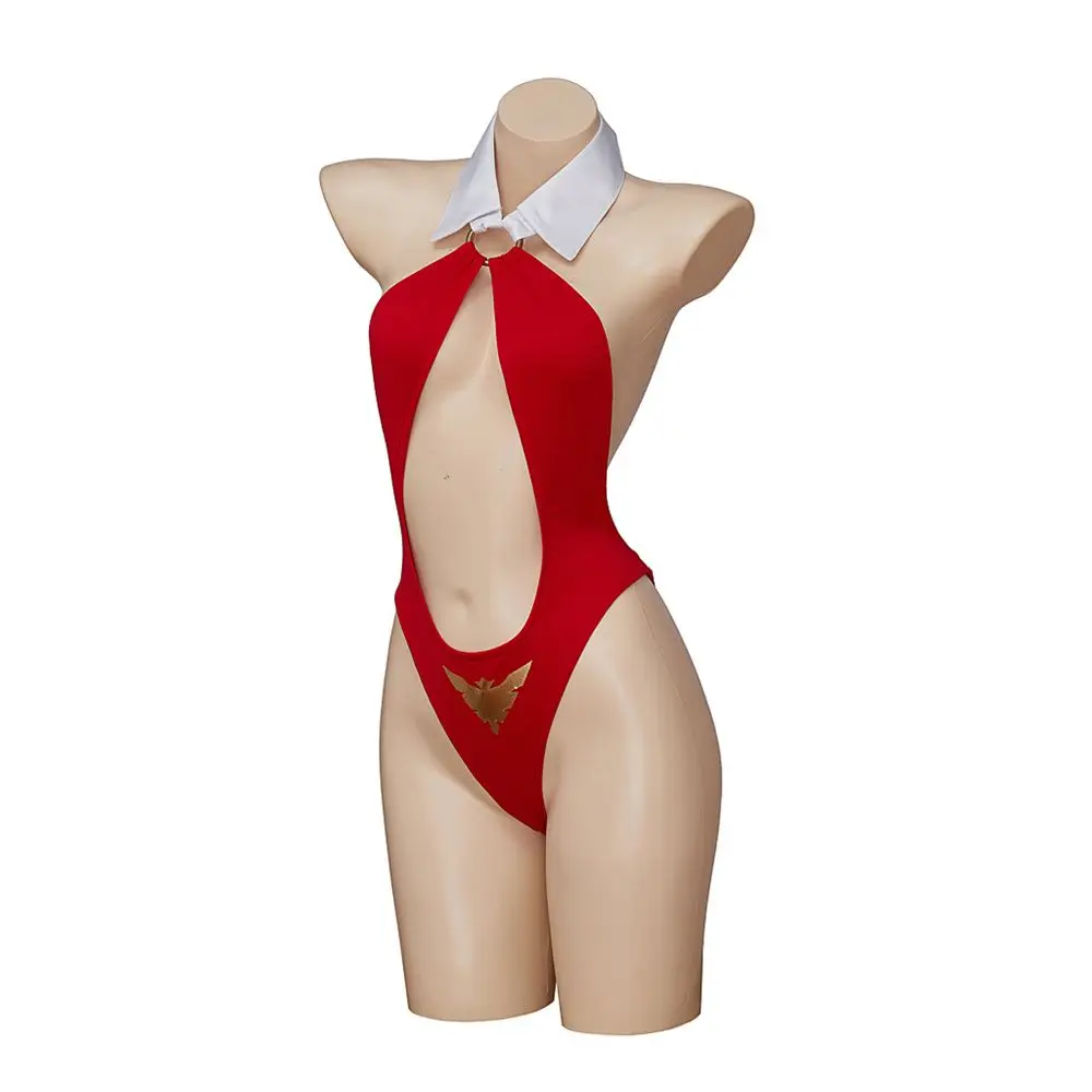 Vampirella Cosplay Costume Women Sexy Red Cutout Halter Neck Backless Bodysuit Halloween Party Bikini Jumpsuit Lingerie Uniform