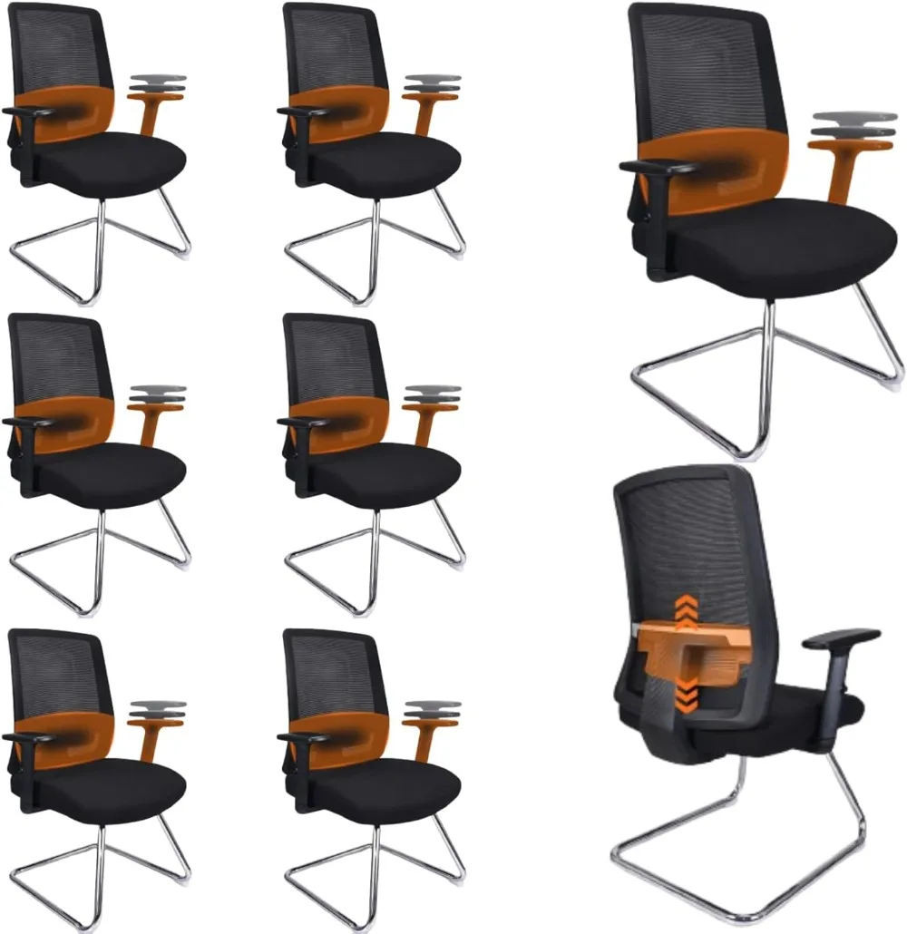 

Chairs with Adjustable Arms and Lumbar Support, Mesh Back Office Desk Chair with Sled Base, Reception Chair for Study Room